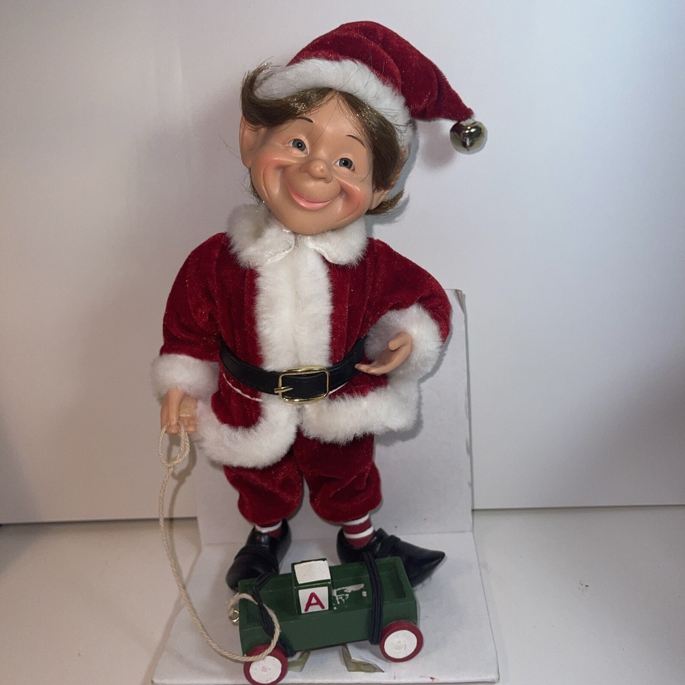 Celebrate It Christmas Treasures Darling SANTA ELF WAGON Karen Didion Style